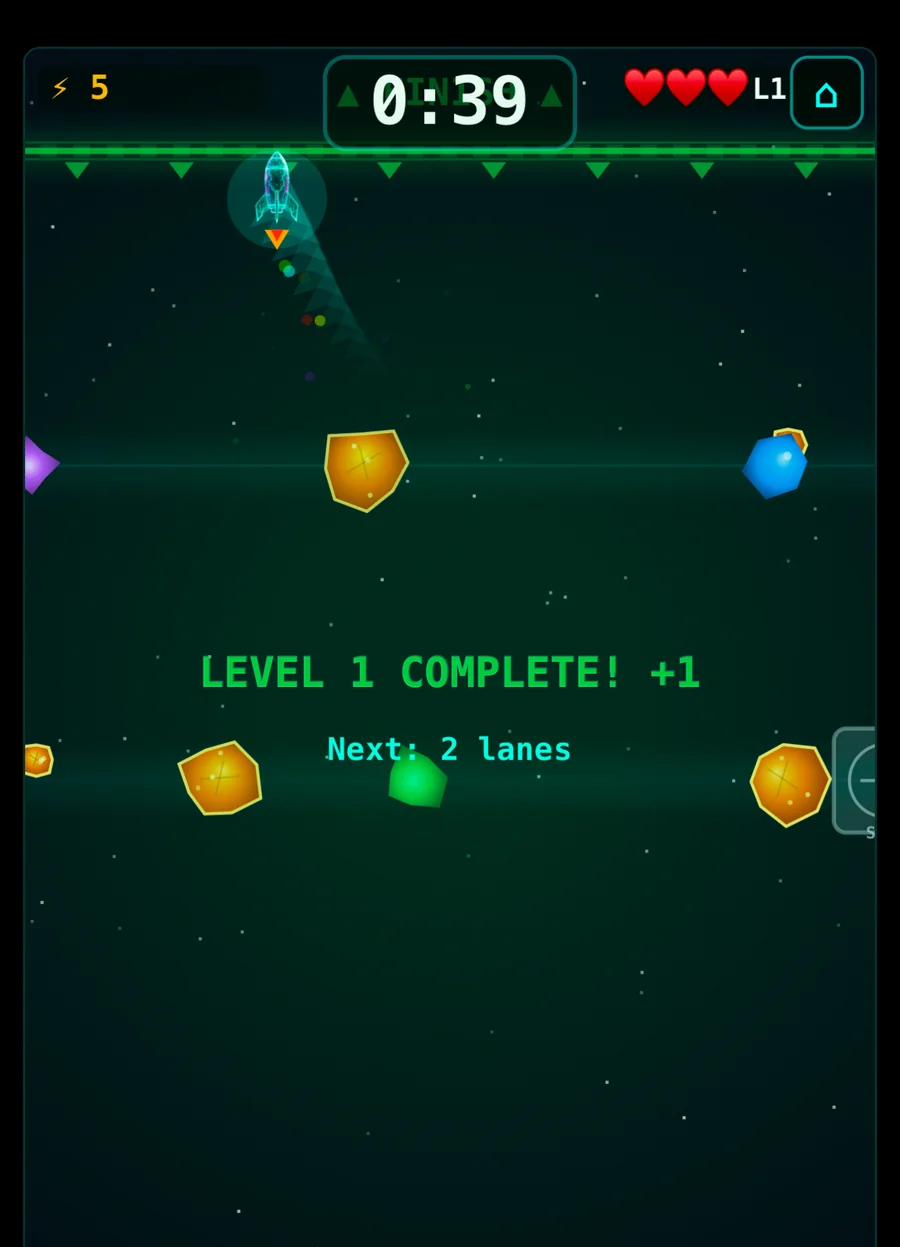 Asteroid Miner — level complete