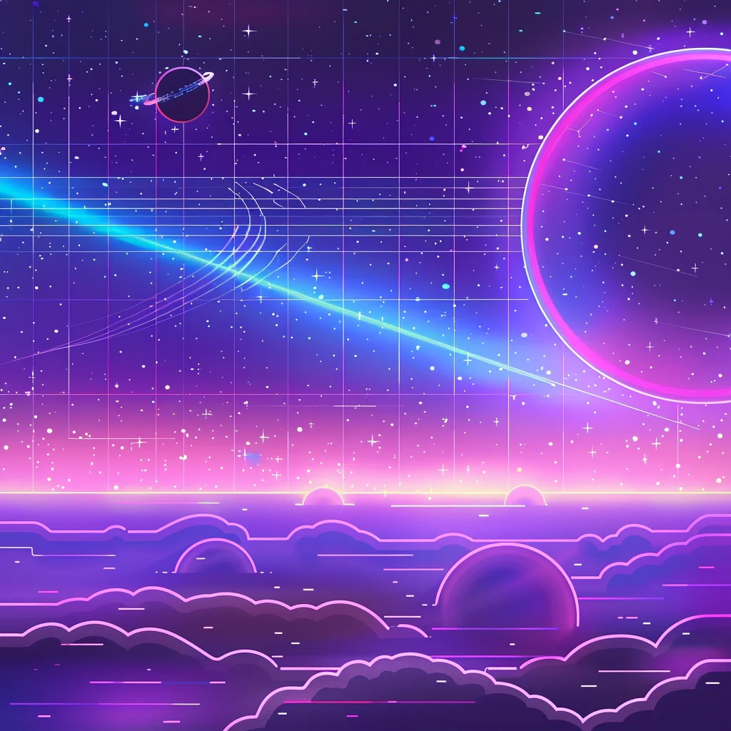 Retro Defender — retro-futuristic space backdrop