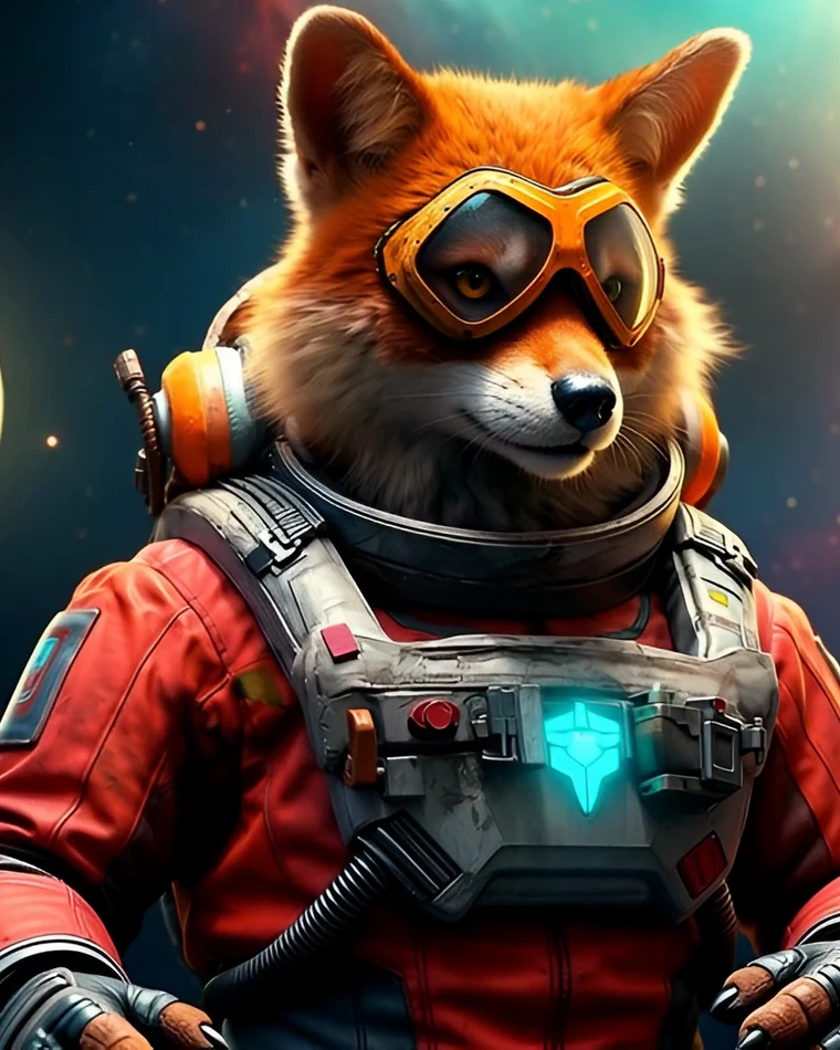 Fox Guardian in an orange flight suit — Based Guardians character concept art