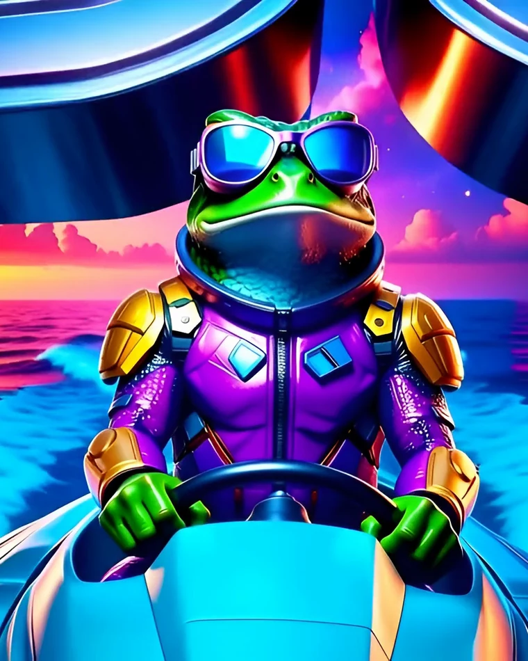 Frog Guardian in purple armor — Based Guardians character concept art
