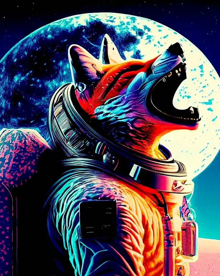 White fox Guardian in a spacesuit — Based Guardians concept art